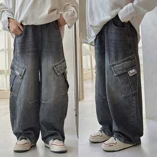 25秋季 儿童宽松老爹牛仔裤 新款 裤 子8523 男童女童工装 大E小e童装