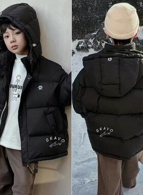 布芮欧童装冬季新款保暖外套男童女童90白鸭绒连帽羽绒服56083