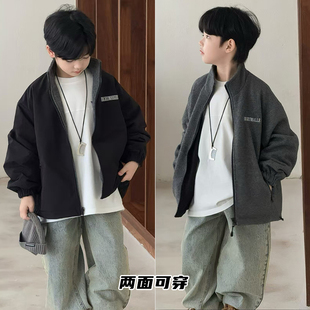 大E小e童装深秋新款男童女童洋气拉链衫儿童两面穿加厚外套2809