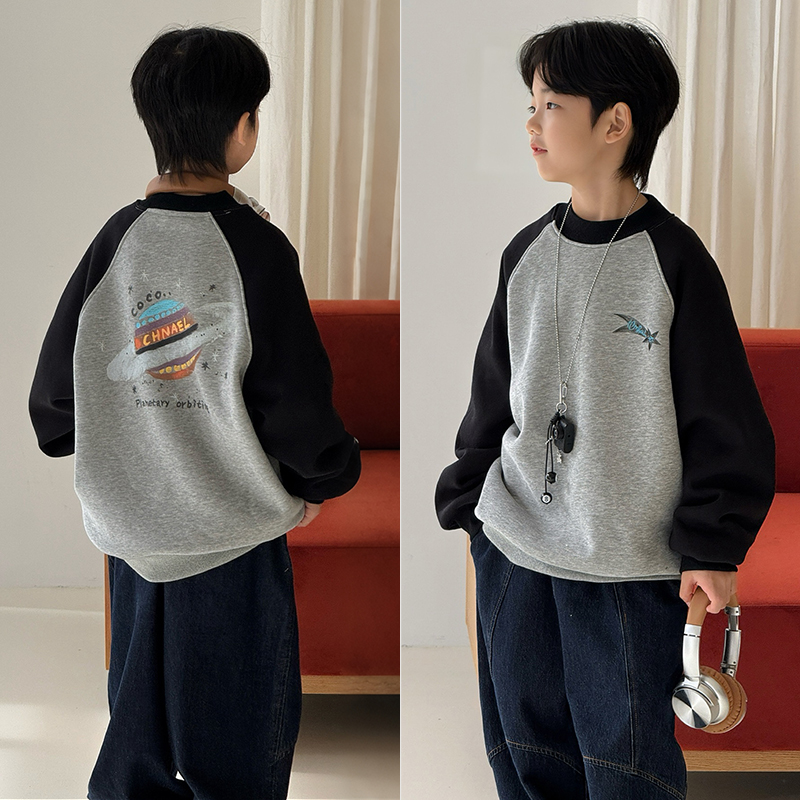 大E小e中大童炫酷保暖加绒卫衣潮