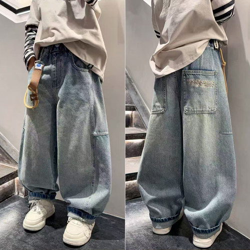 大E小e童装春秋新款儿童宽松韩版弯刀裤牛仔裤男童女童裤子99602