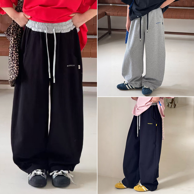 阳光爱橦童装26春季新款男童女童裤子儿童撞色弯刀抗菌运动裤5221