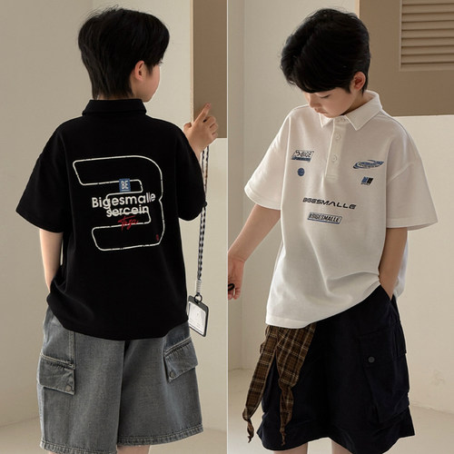 大E小e中大童百搭洋气翻领短袖潮