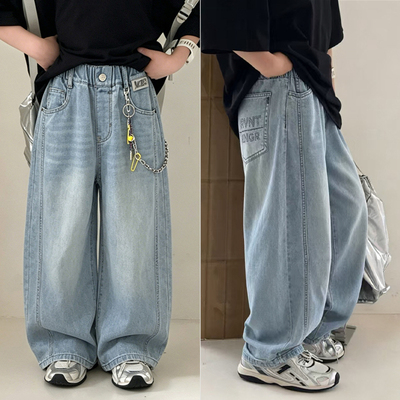 阳光爱橦夏季儿童直筒薄软牛仔裤