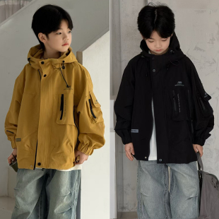 男童女童连帽户外冲锋衣夹克儿童外套26A666 新款 大E小e童装 26春装