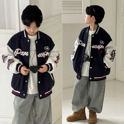 大E小e儿童绗棉加厚棒球服外套潮