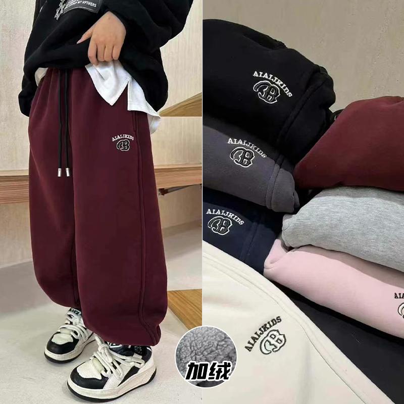 嗨大E小e一体绒多色运动裤加绒裤