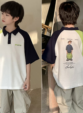 牛哆哆童装夏装新款男童女童卡通拼色POLO衫短袖儿童T恤39052