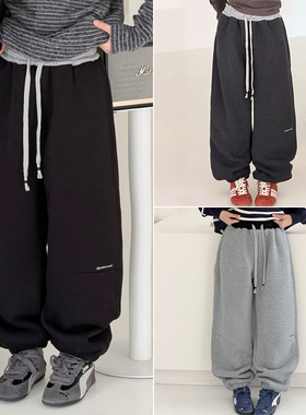 阳光爱橦25冬季新款裤子男童女童束脚一条过冬加厚加绒运动裤5167