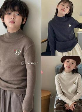 G+童装秋冬新款男童女童刺绣软糯亲肤内搭外穿上衣打底毛衣6827
