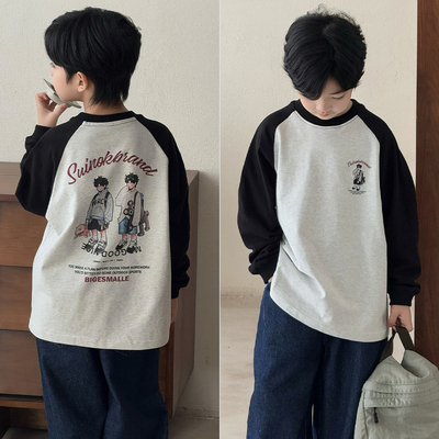 大E小e中大童美式刺绣厚T恤卫衣