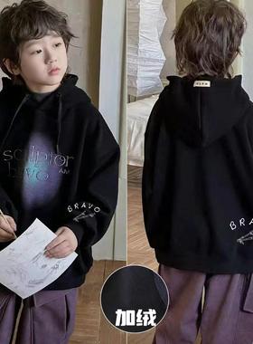 布芮欧童装秋冬新款男童女童重工刺绣一体绒加绒加厚卫衣63063