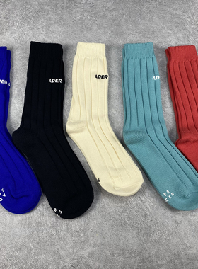 ader秋冬保暖高帮长筒袜加厚针织刺绣字母粗毛线袜男女街头百搭潮