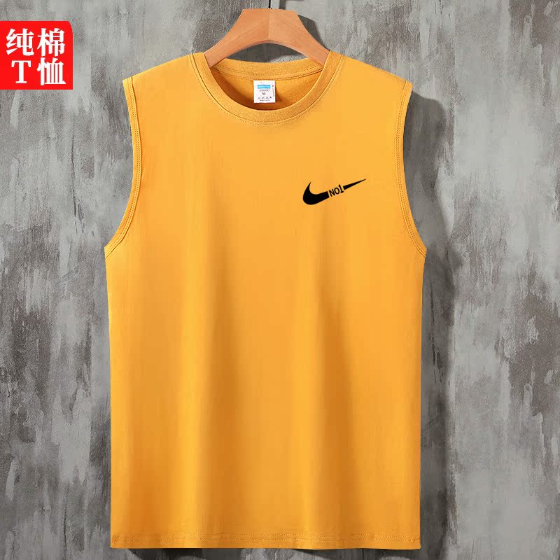 100%纯棉背心男无袖t恤圆领汗衫