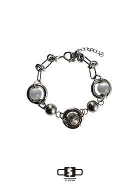 周深同款E5 STUDIO/E5集原创抬杠圈环钢球纹理石猫眼石手链情侣