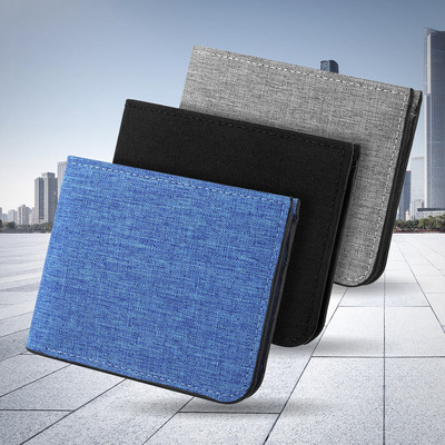 2026新款男士短款帆布钱包多卡位可放驾驶证wallet men超薄钱夹