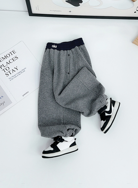 儿童加绒裤子男童运动裤2025新款秋冬装潮 BAO25068