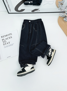 男童加绒裤子儿童仿牛仔2025新款秋冬装宝宝 HZ25968