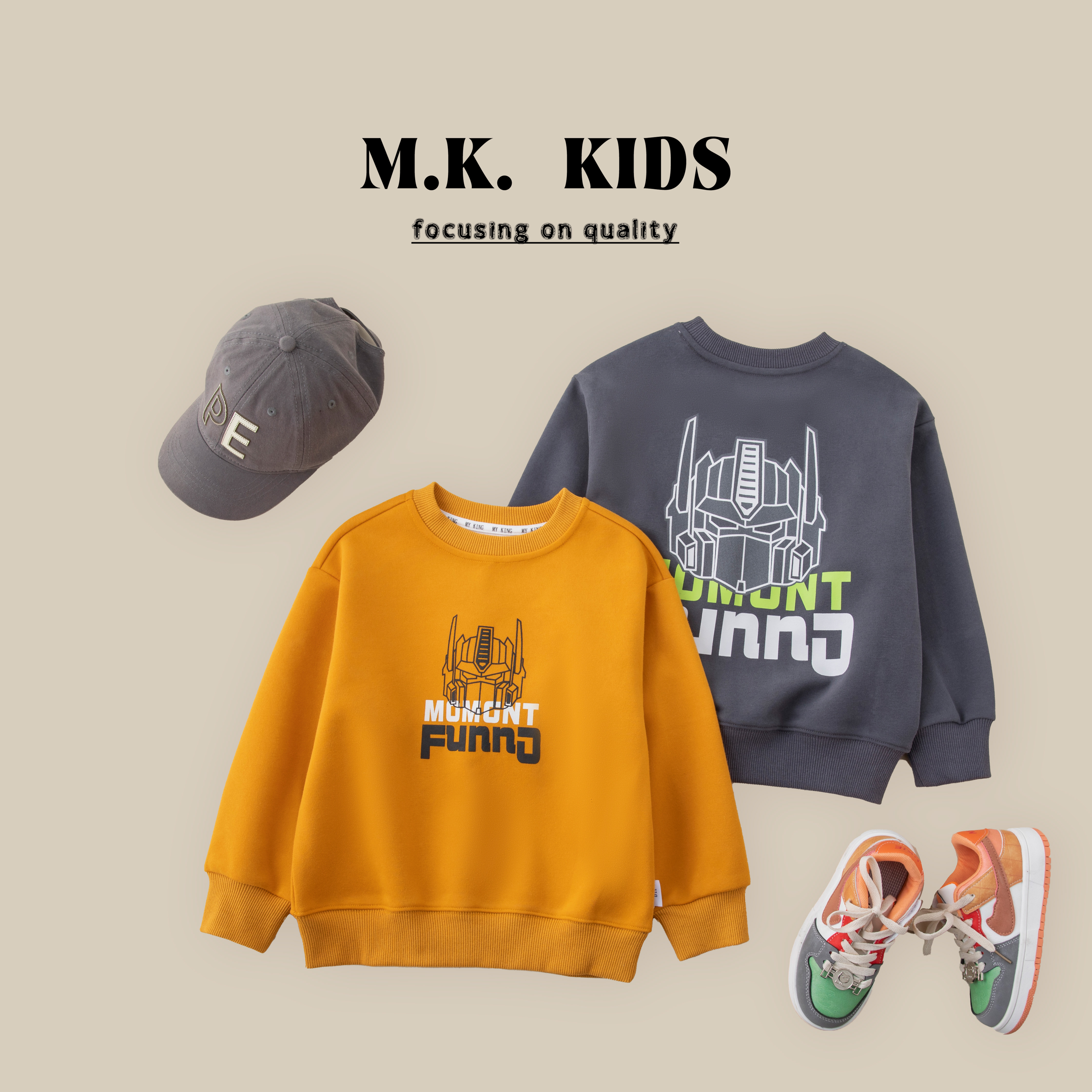 MK童装儿童春款卫衣2025新款男童春季潮酷洋气圆领上衣CA8219