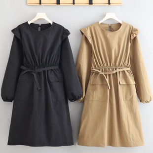 围腰防泼水舒适长袖围裙厨房做饭餐饮家用罩衣工作服女可外穿成人