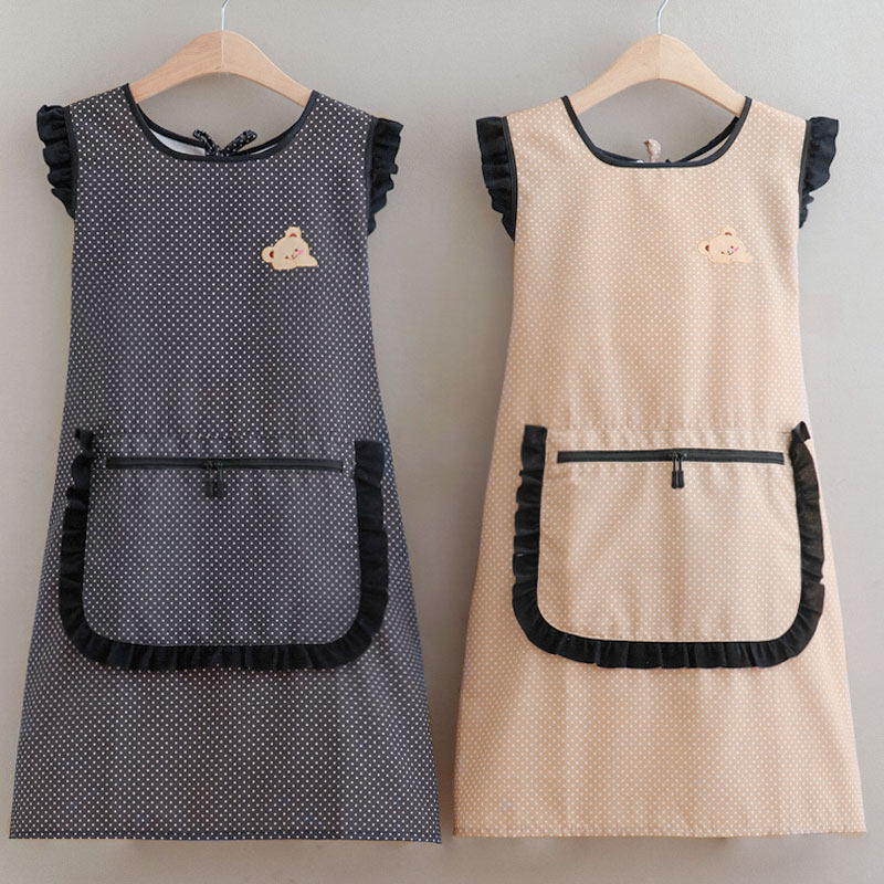 韩版帆布围裙女家用厨房坎肩做饭防污耐磨工作服围腰新款时尚围裙