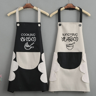 可擦手围裙女时尚 罩衣工作服定制男 厨房家用防水防油可爱日系韩版