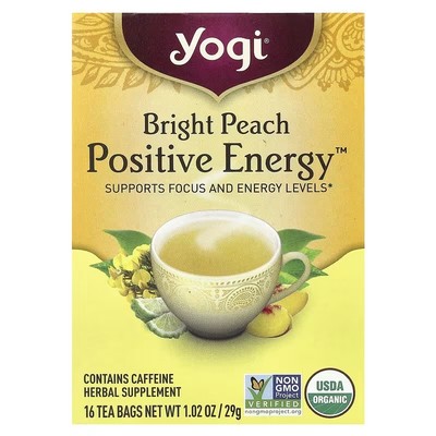 美国Yogi Tea 鲜桃柠檬乌龙茶芙蓉花姜根甘草甜叶菊能量茶16包装