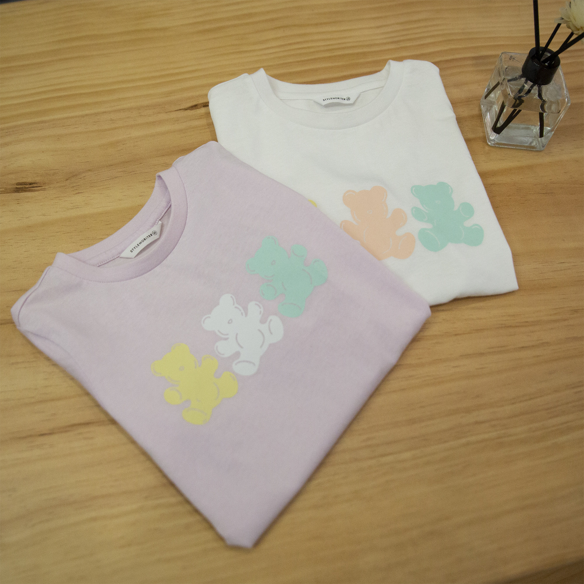 量极少~女童熊熊印花好软好软的圆领短袖t恤