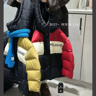 品牌正品!正宗90白鸭绒!男童女童超洋气红配色厚实连帽羽绒服