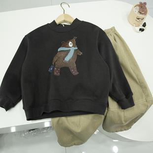 品牌货！超洋气~男童女童中领加绒卫衣和加绒挡风宽松休闲裤