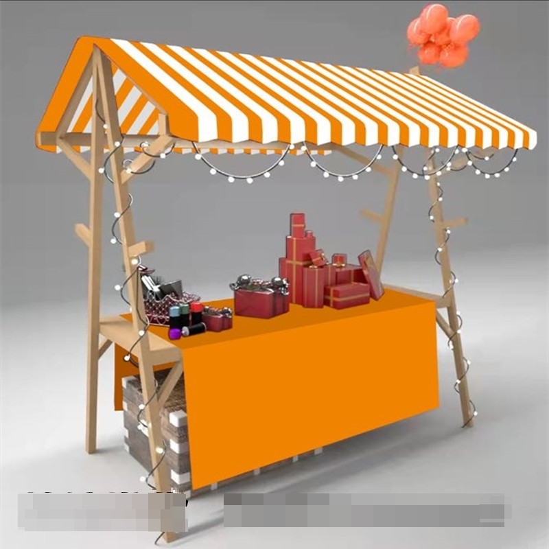 定制木制折叠架子集市摊位移动售货车商业接小吃车布艺棚架夜市架