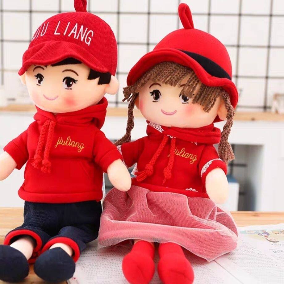 高档可爱情侣一对布娃娃婚庆小玩偶喜娃公仔结婚床头压床娃娃布偶