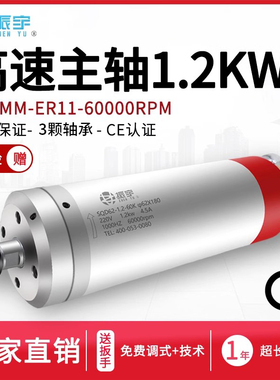 振宇1.2kw模具主轴电机62直径60000转高速水冷电主轴精雕机主轴