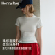 HENNY T恤女宽松显瘦打底上衣舒适透气 RUE丝光棉蚕丝短袖