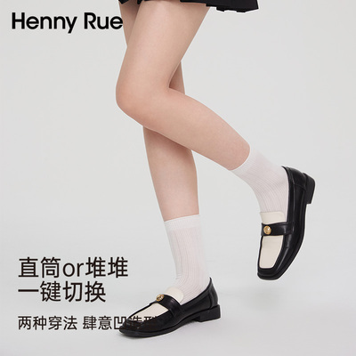 HENNY RUE春夏女士轻薄透气柔软镂空堆堆袜中筒袜