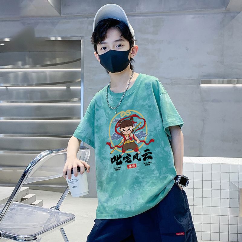 男童T恤2025夏季新款中大童上衣儿童体恤哪吒男孩半袖纯棉短袖潮t
