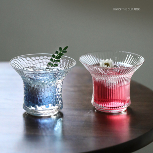 新中式 敞口杯小众设计玻璃杯威士忌酒杯茶饮杯子冷饮果汁杯咖啡杯