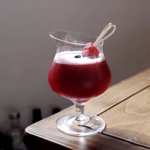 ins风斜口高脚玻璃杯冰美式拿铁咖啡杯创意鸡尾酒杯特调饮品杯子