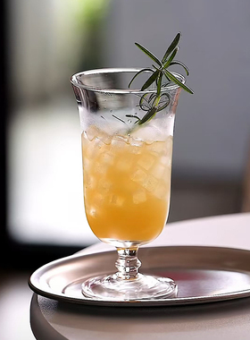 玻璃高脚咖啡杯高颜值果茶杯苏打气泡水杯果汁冷饮品杯鸡尾酒杯子