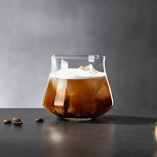 日式反口杯dirty咖啡杯ins透明饮料杯网红水晶玻璃杯澳白拿铁杯子