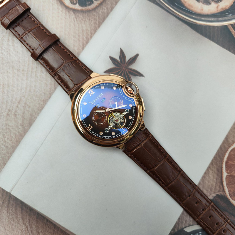 新款万年历品牌手表男士镂空全自动机械表多功能夜光时尚男表