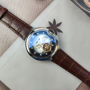 镶钻夜光缕空飞轮全自动机械手表多功能年月日星期男士休闲商务表