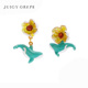 一鲸落万物生花朵珐琅不对称耳钉女轻奢小众设计感鲸鱼耳饰耳环女