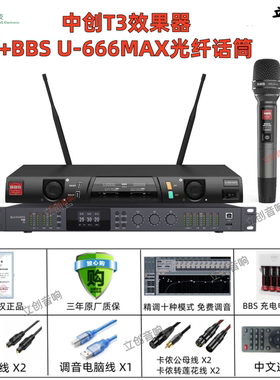 BBS U-666MAX无线话筒一拖二麦克风KTV卡拉OK家用中创T3效果器