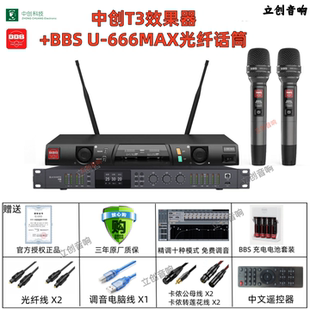 BBS U-666MAX无线话筒一拖二麦克风KTV卡拉OK家用中创T3效果器