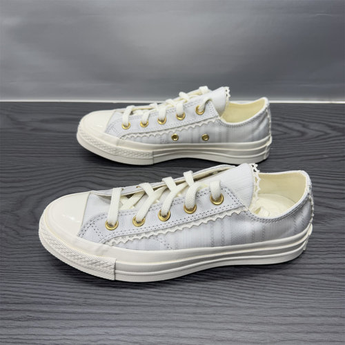 匡威灰蓝蕾丝花边男女低帮帆布鞋