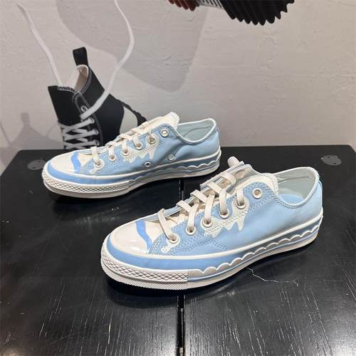 匡威冰激凌图案男女低帮帆布鞋