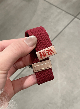 创意暴富来财文字编织磁吸applewatch10表带适用苹果手表9舒适678
