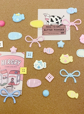 韩国ins粉蓝色少女心蝴蝶结图钉照片墙装饰毛毡板软木板收纳卡片