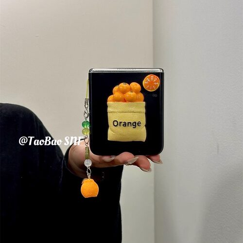 ins原创立体橙子适用PuraX小米MIXFlip2华为Pocket2手机壳FindN3Flip折叠三星Zflip6/5挂饰novaFlip荣耀VFlip